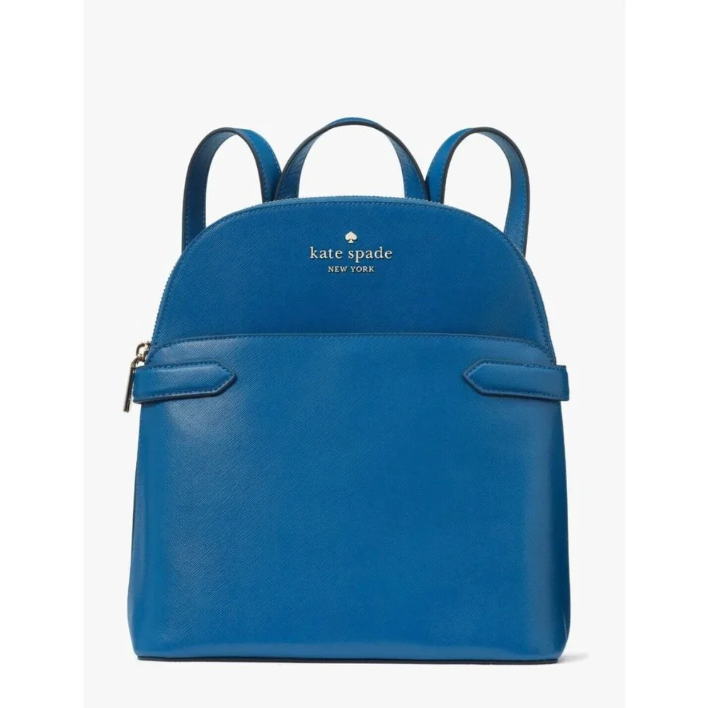New Kate Spade Staci Saffiano Leather Dome Backpack Sapphire Ice